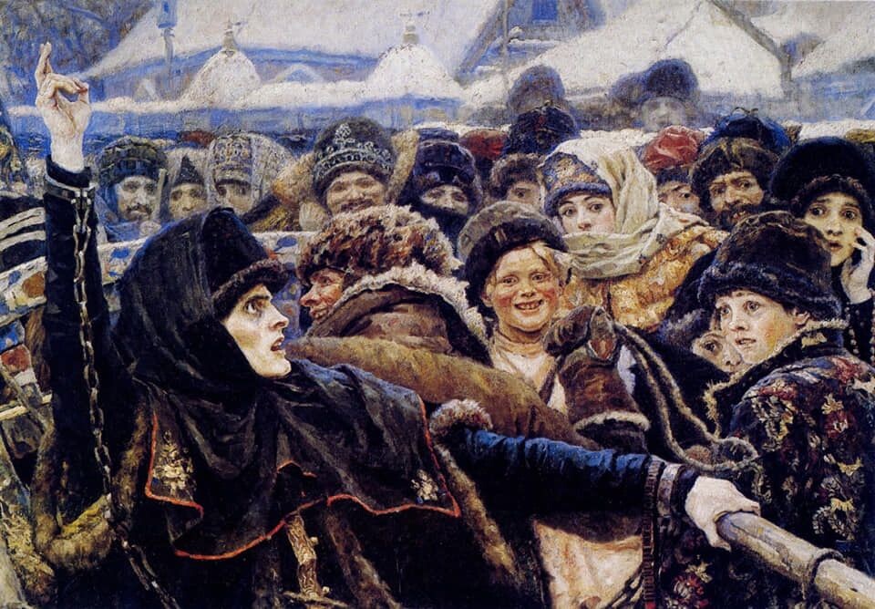 фрагмент картины Сурикова "Боярыня Морозова"