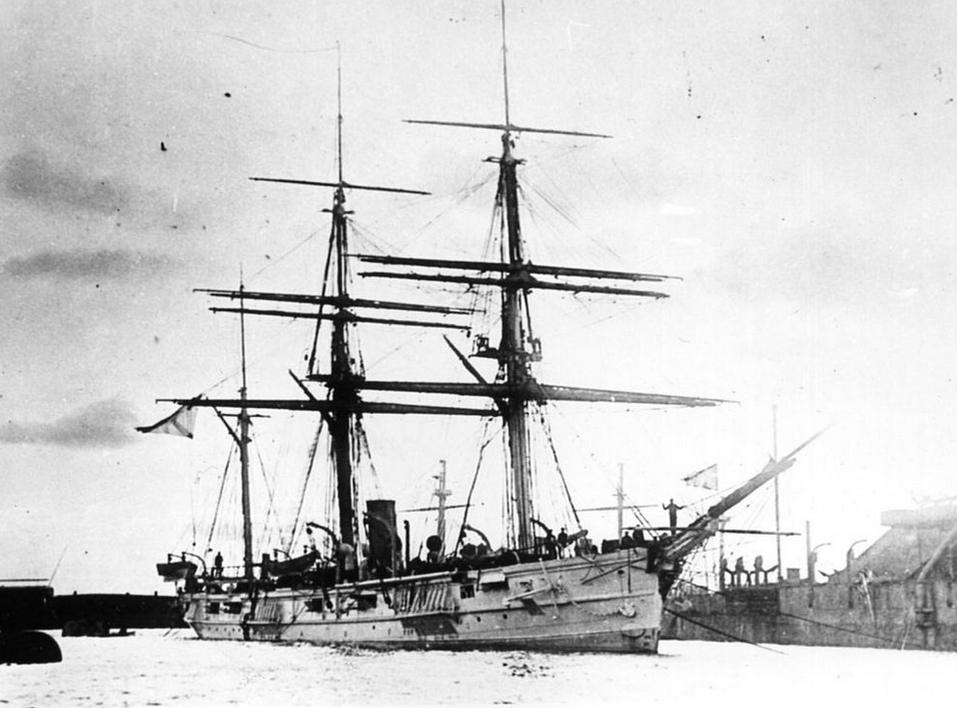 Парусно-винтовой клипер «Джигит» в Кронштадте перед уходом в заграничное плавание