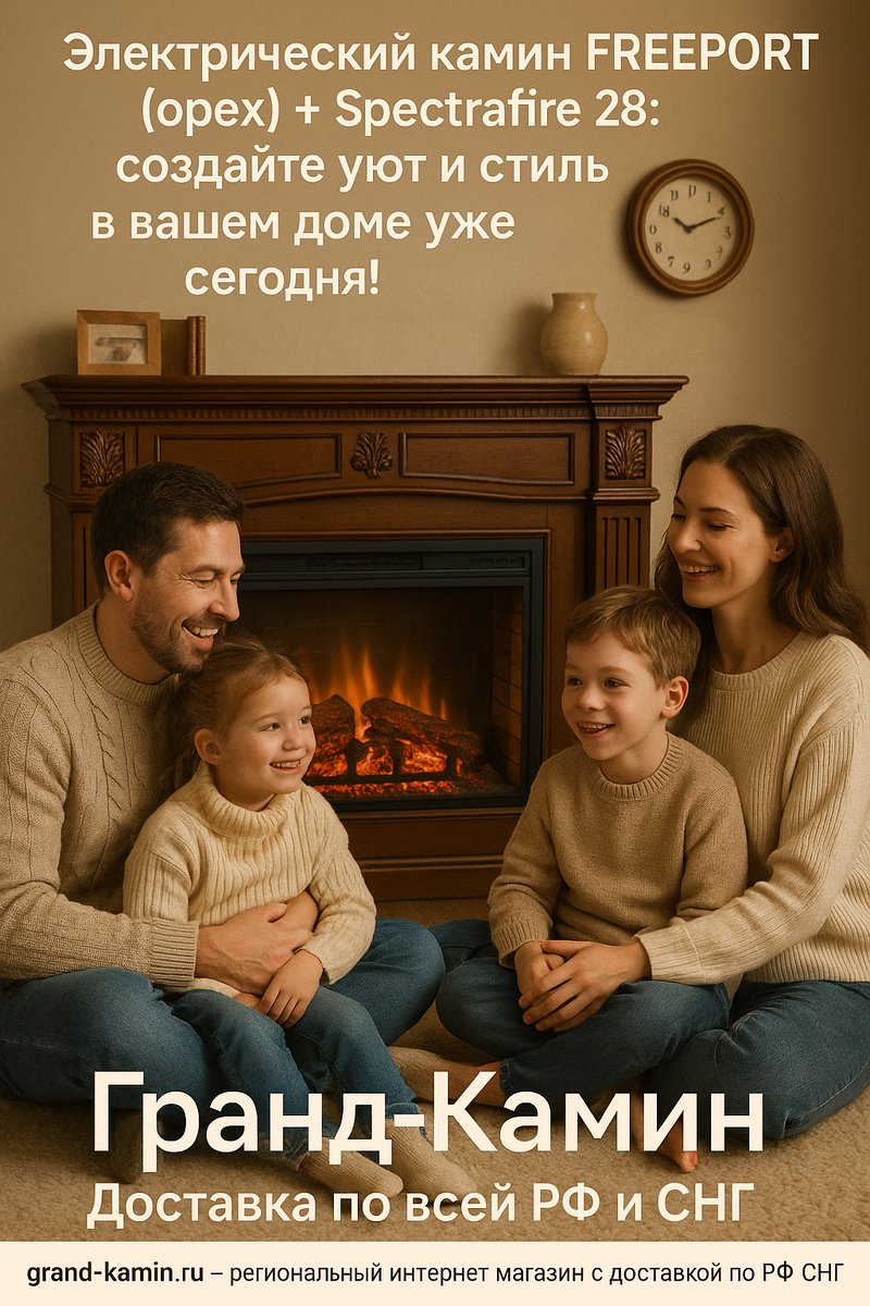    Электрический камин FREEPORT (орех) + Spectrafire 28: создайте уют и стиль в вашем доме уже сегодня! Kamin