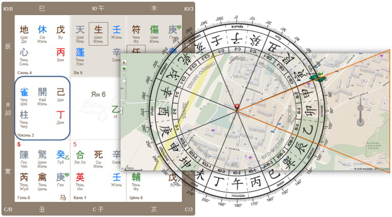 Карта Ци Мэнь и карта местности
