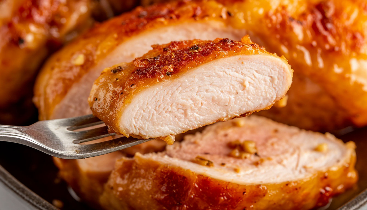 Сочный разрез грузинского цыпленка табака с чесночным соусом