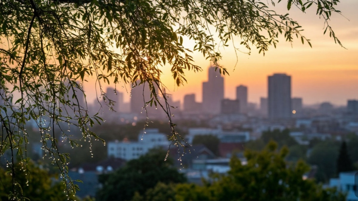 Прекрасное утро в большом городе.
