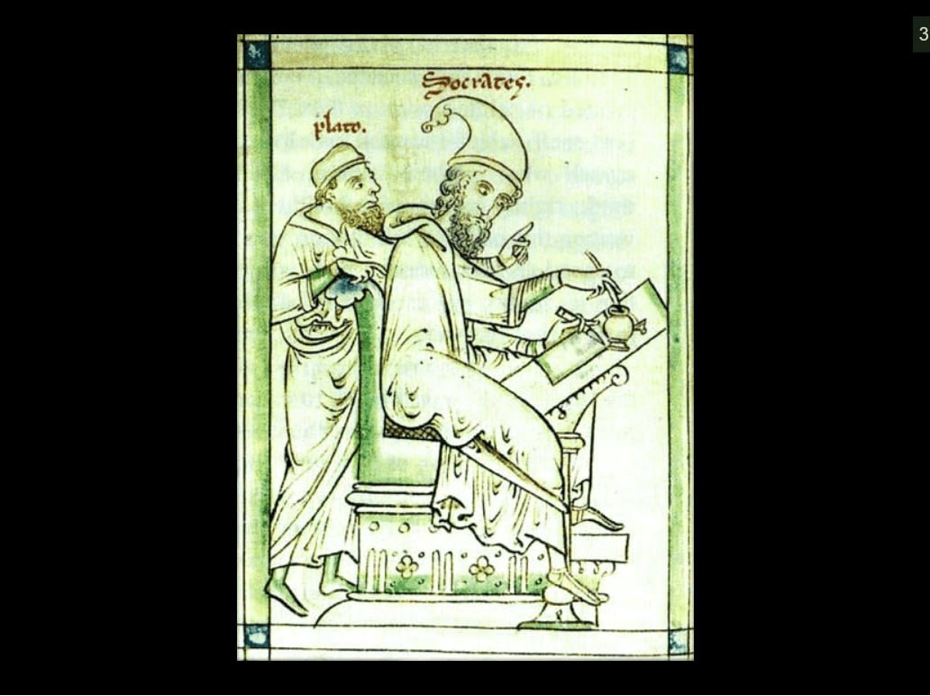 Платон и Сократ. Страница из средневековой книги