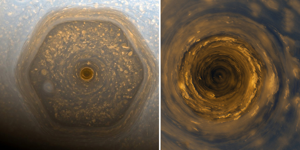 Шестиугольниый шторм на Сатурне 