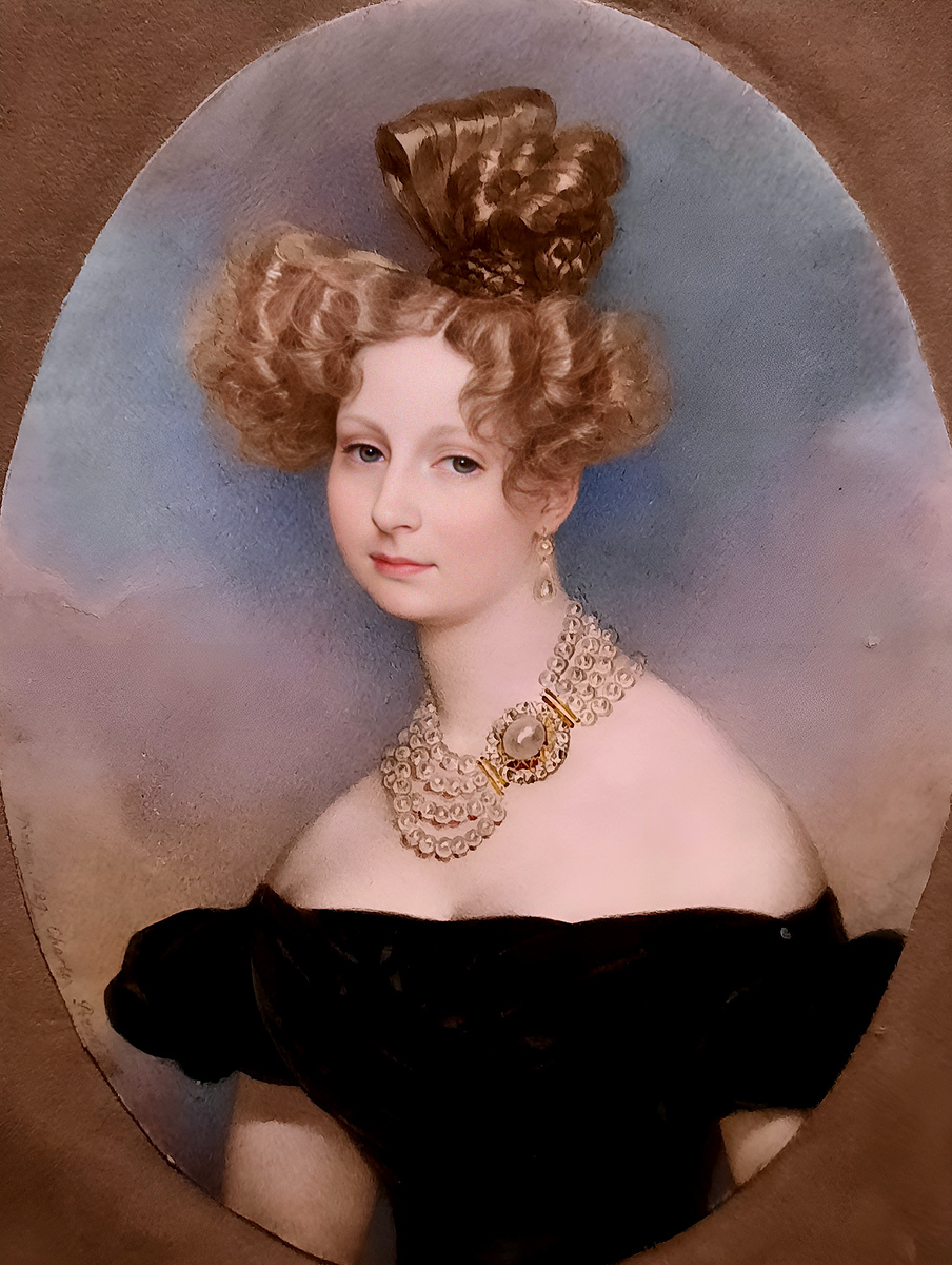 Портрет великой княгини Елены Павловны. Бумага, акварель, 1829. Государственный архив РФ, Москва.