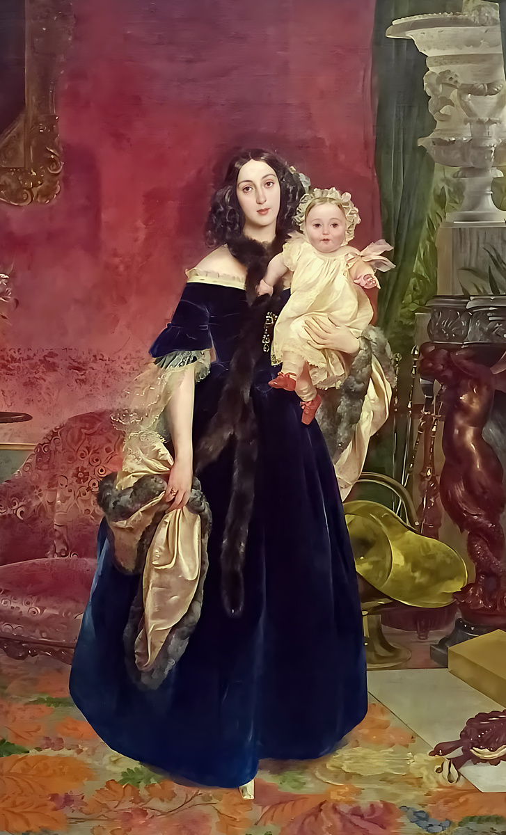 "Мария Аркадьевна Бек с дочерью", 1839. Третьяковская галерея. Москва.