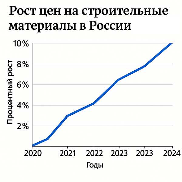 График роста цен на строительные материалы в России с 2020 по 2024 год