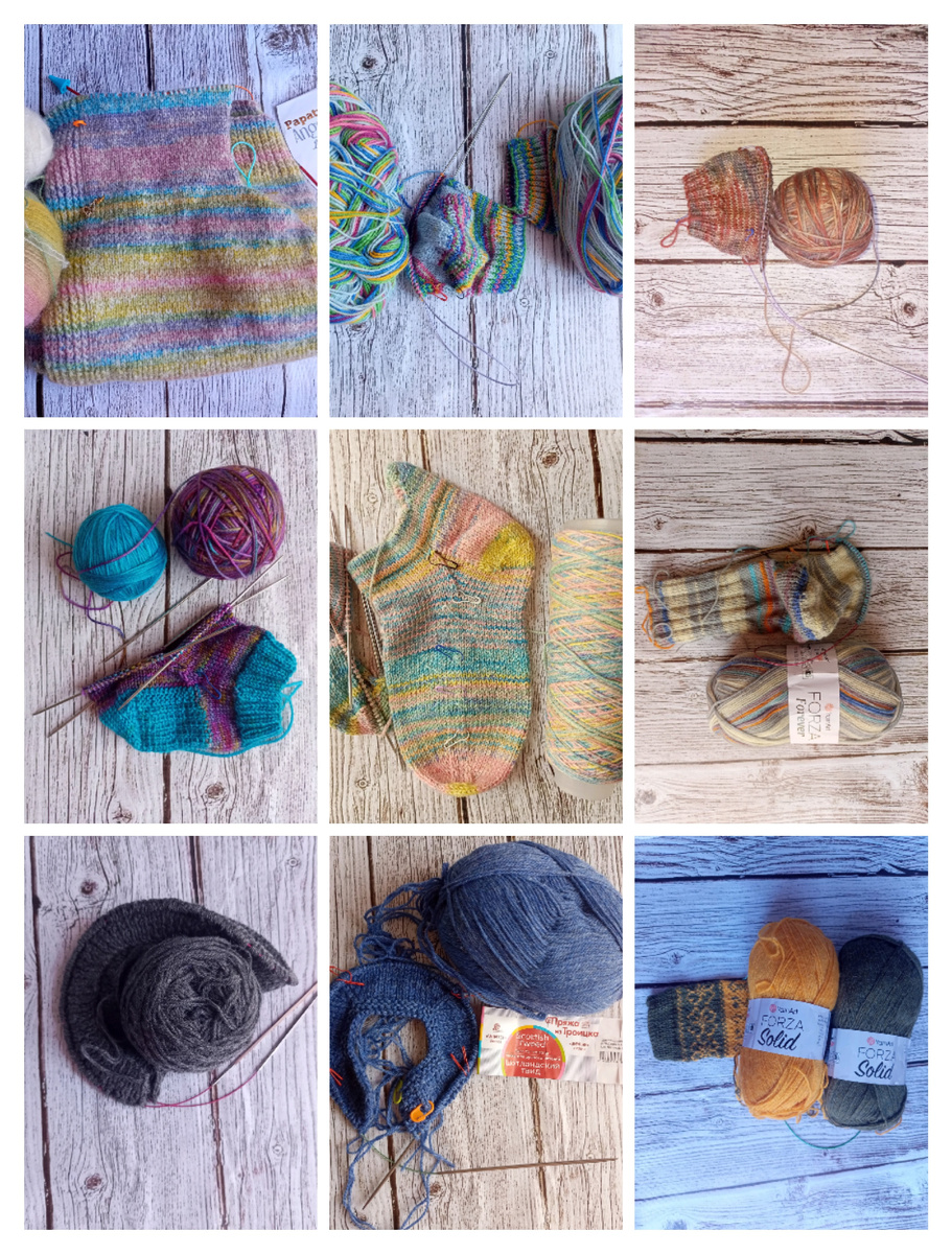 Вот на таком этапе сегодня выглядят мои процессы по вязанию.