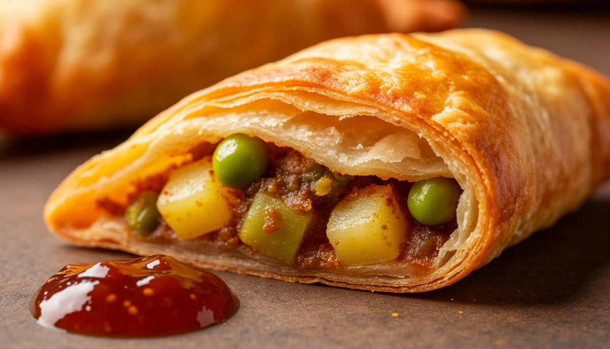 Сочная начинка традиционной индийской самосы