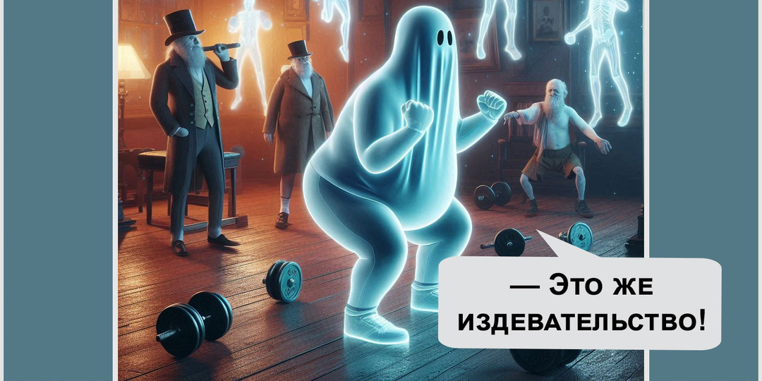 Призрак с животиком решил заняться фитнесом
