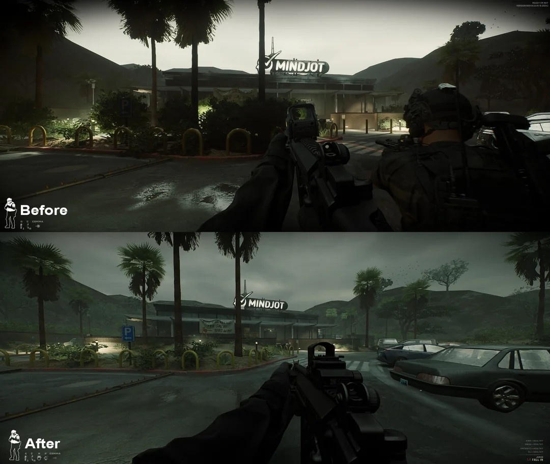 Сравнение уровня графики в Ready or Not на ПК до релиза на консолях и после