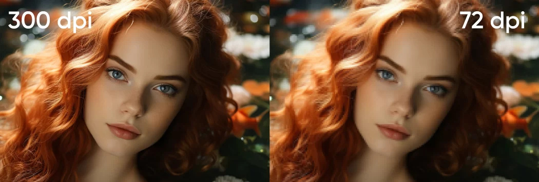 Наглядное сравнение 2 видов разрешения: 300 dpi и 72 dpi