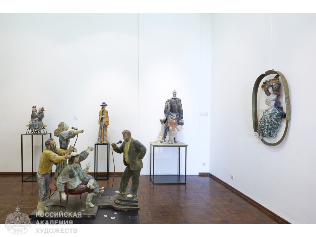 Фрагмент выставки произведений Д.Ю. Митлянского (1924-2006) в залах Российской академии художеств (Москва, Пречистенка, 21). Фото: Виктор Берёзкин, пресс-служба РАХ. 2025.