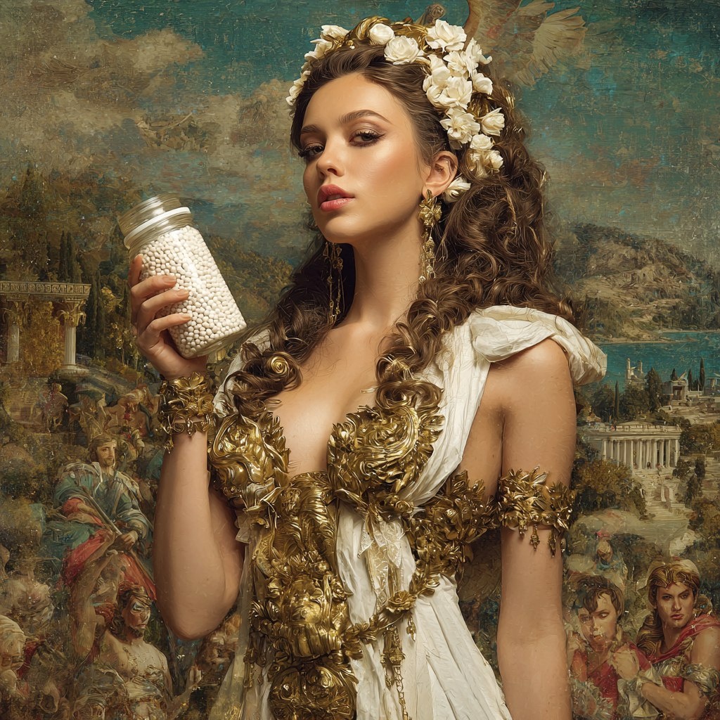 Еще одна красавица с волшебной баночкой) Моя иллюстрация с помощью нейросетей