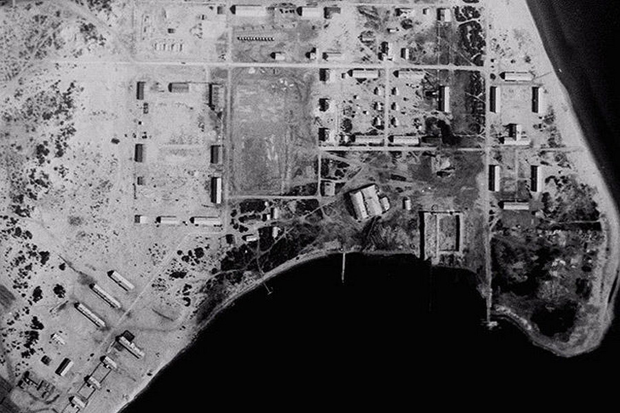 Аральск-7 на Острове Возрождения в 1960-е годы. Снимок с американского спутника 