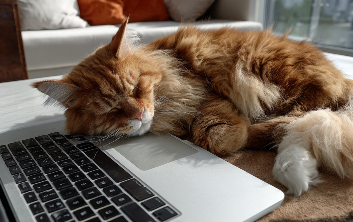 Почему кошки обожают спать на ноутбуках и технике / Изображение: AlphaPet