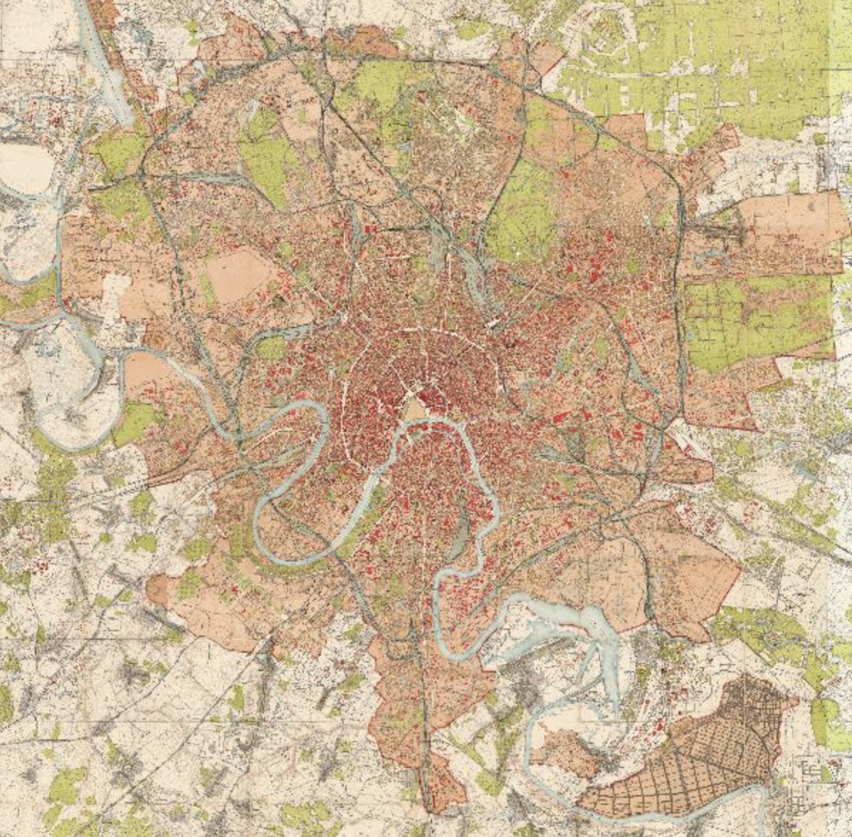 Границы Москвы на карте 1952 года. С сайта www.retromap.ru.