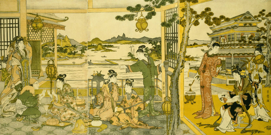 «Китайские красавицы на банкете». (1788/90). Чикагский институт искусств, экспонат № 1925.2316. Общественное достояние. Источник: