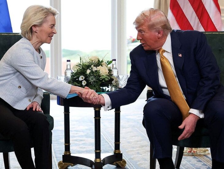     Президент США Трамп и глава ЕК фон дер Ляйен. Источник: nypost.com.