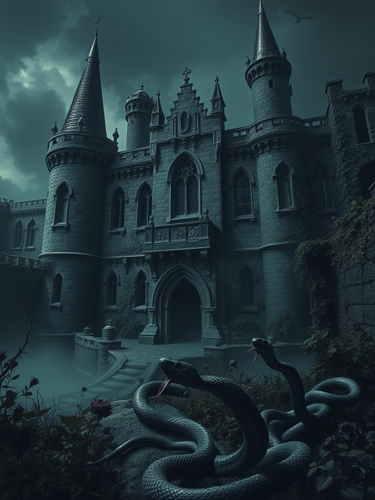 Замок, где они жили, был древним и мрачным, словно сам вырос из тьмы. 