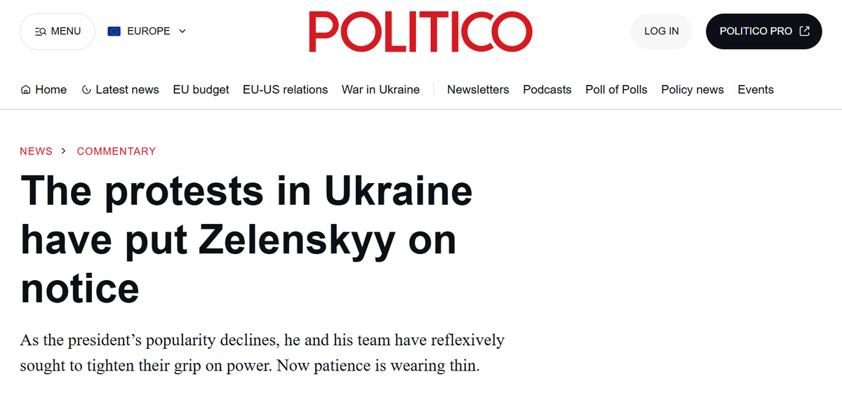     «Протесты на Украине стали предупреждением для Зеленского»