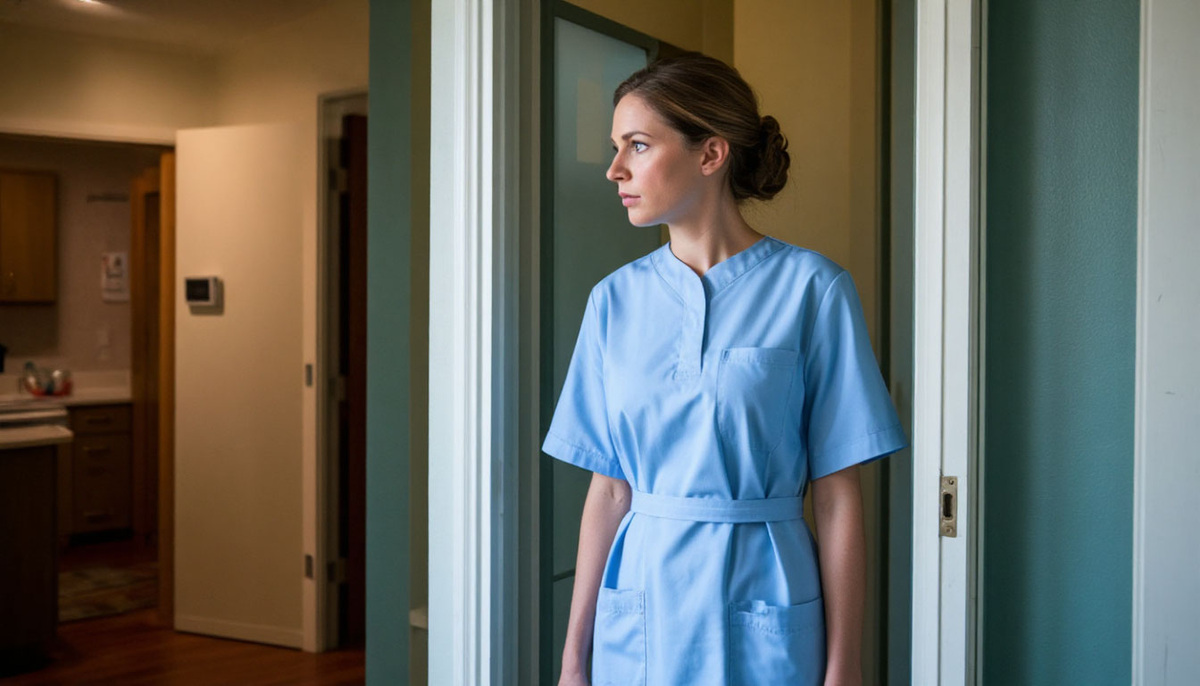 женщина в халате медсестры