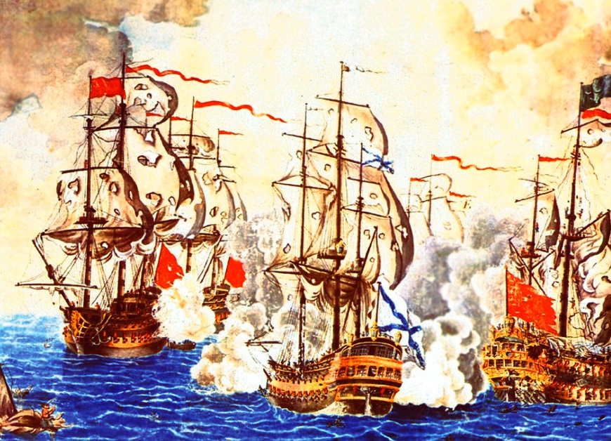Акварель морского сражения у мыса Калиакра 31 июля 1791 года между османским флотом (состоящим из турецких, алжирских, триполитанских и тунисских кораблей) и российским Черноморским флотом под командованием адмирала Фёдора Ушакова. (до 1939 года). Автор картины - Александр Николаевич Депальдо.