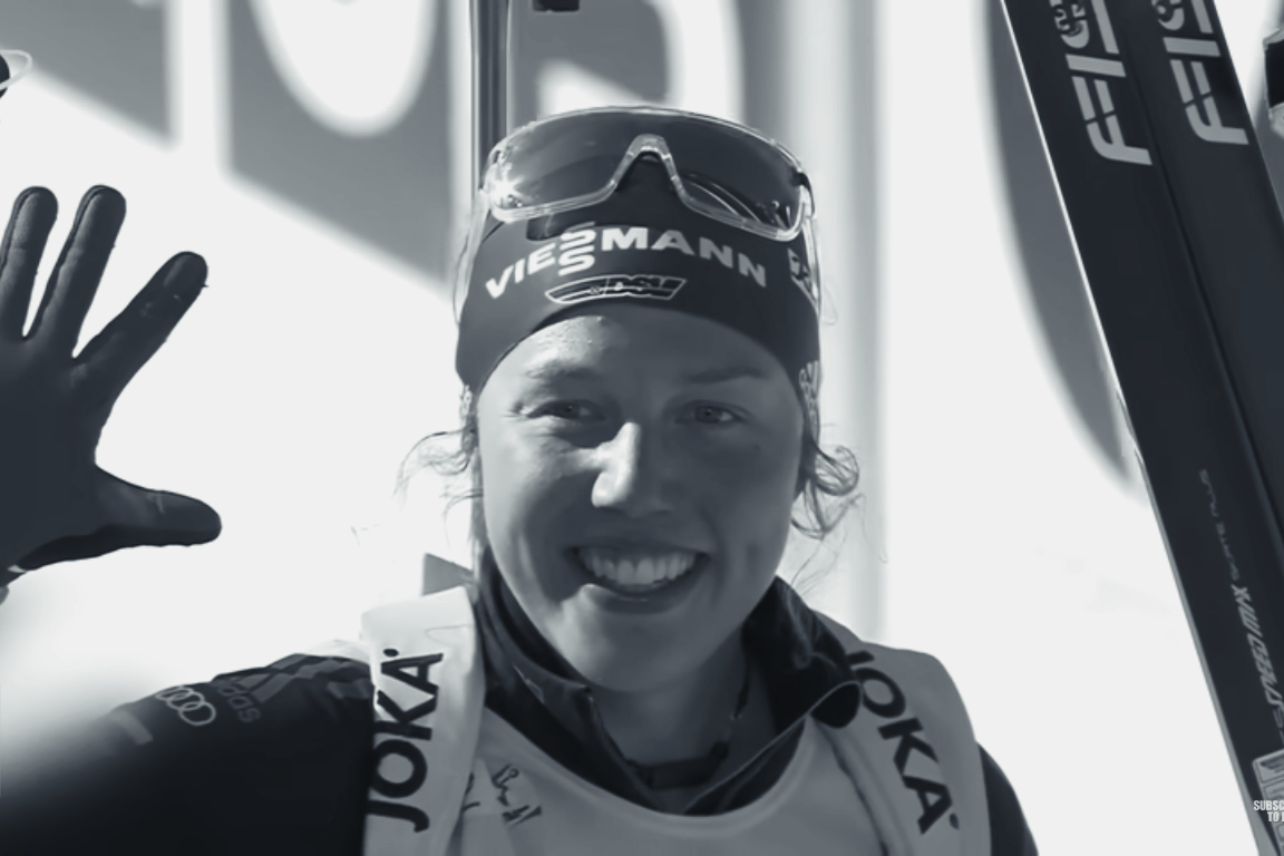 Лаура Дальмайер. Скриншот видео IBU