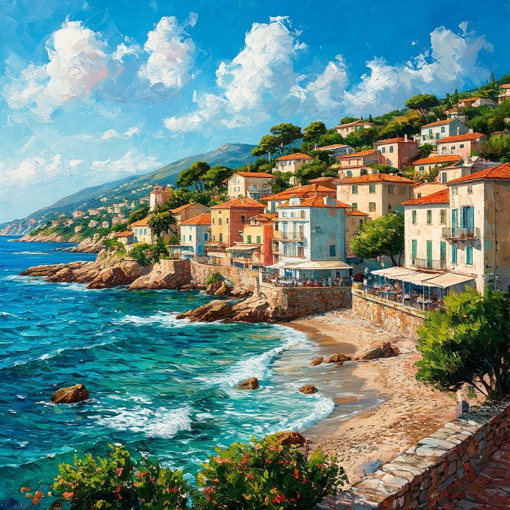 Морской прибрежный городок.