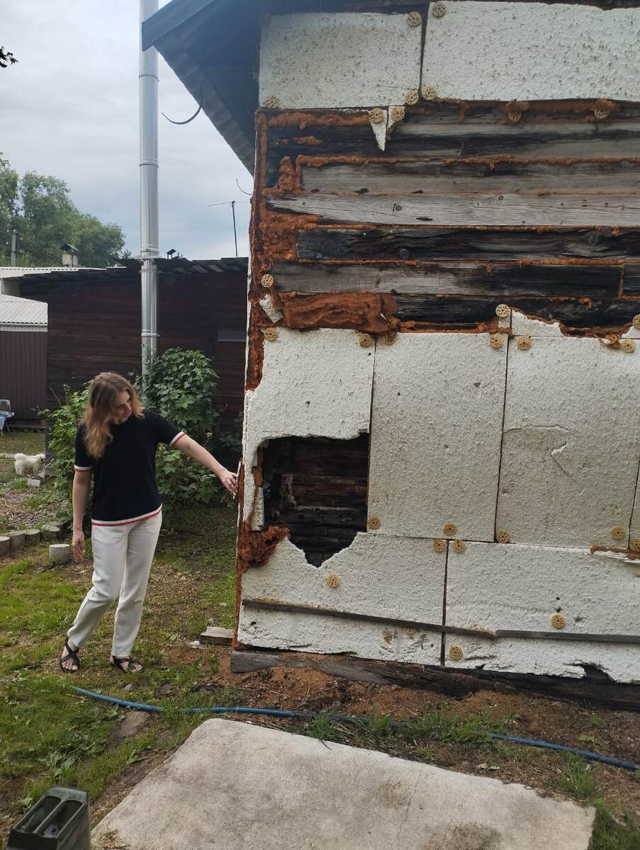 Татьяна Куликова возле купленного ею прогнившего "дома"