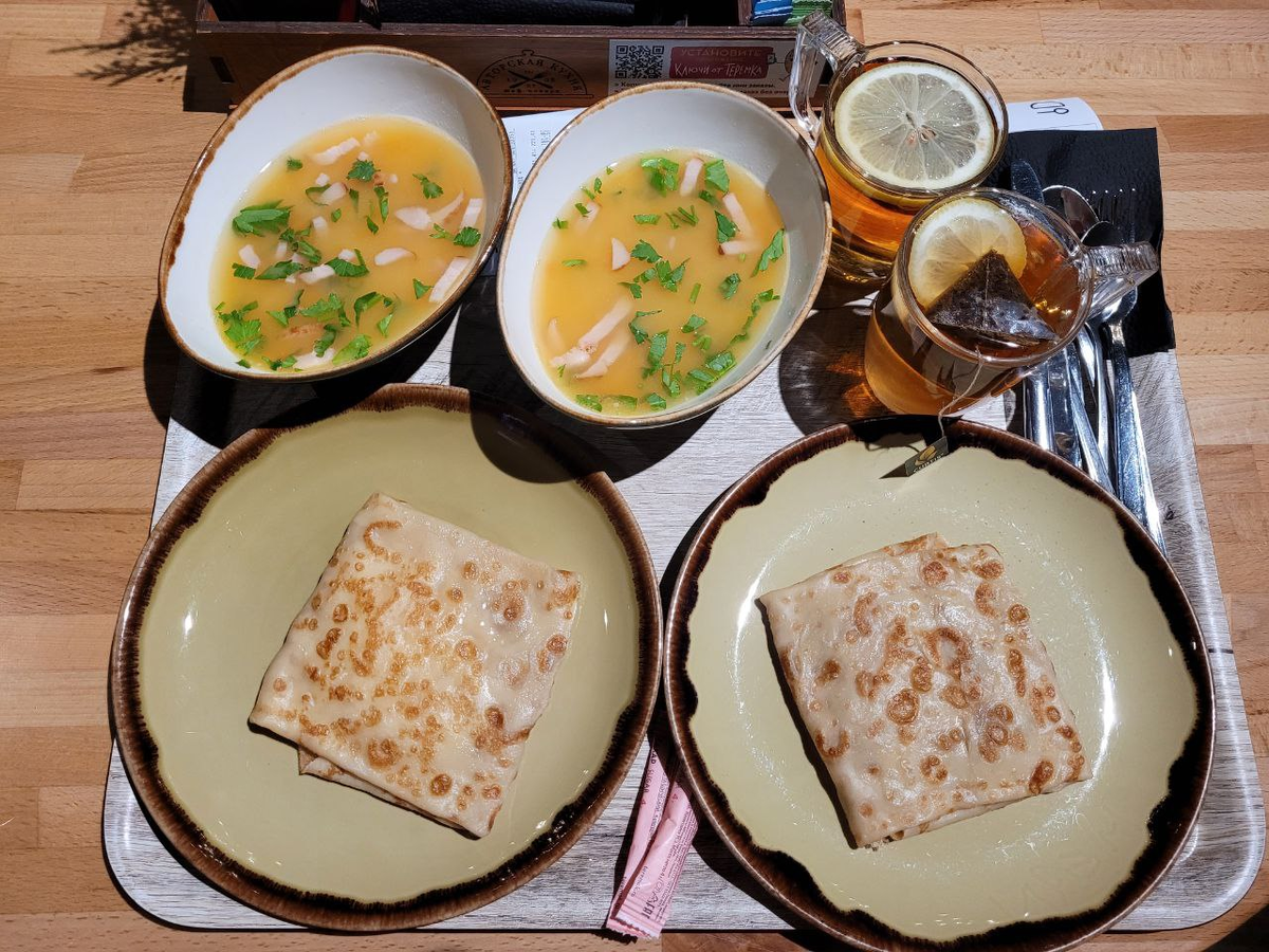 Комплексный обед в ресторане русской кухни