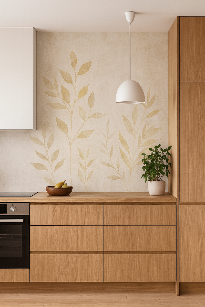 Крупные цветки и листья в бежевом цвете, арт. Bo-275