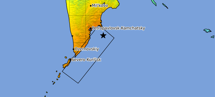 Землетрясение длилось по разным оценкам 180-230 секунд. По предварительной информации, длина разрыва составляла 200 км. Геологическая служба США после подсчётов сообщила о сдвиге на 600 километрах, 500 из которых пошли на юго-запад, а максимальное смещение дна составило 12 метров