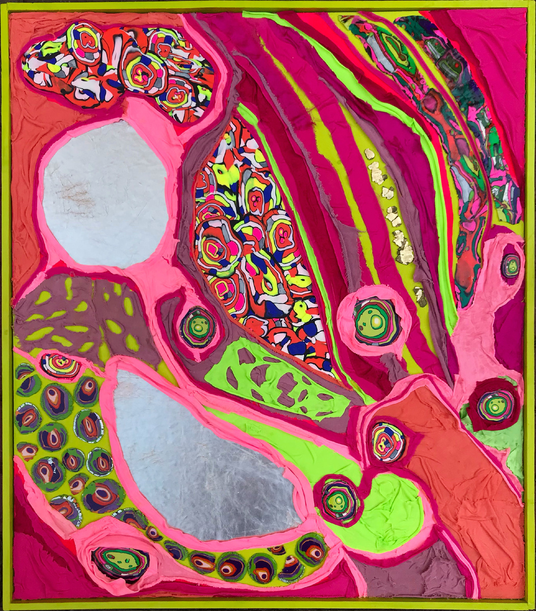 MEXICAN VIBES, 2021 г., материалы: текстиль, полимерная глина, поталь, акрил, размер: 79 х 90 см. Источник: https://artsreda.ru