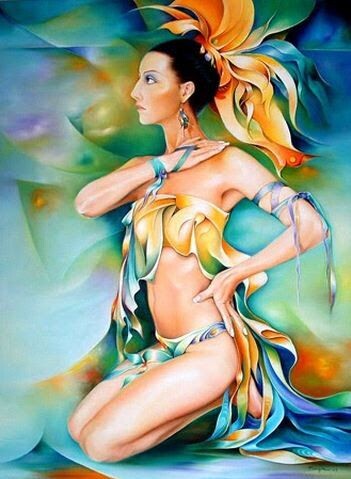 Эмоциональная танцовщина на картине мастера