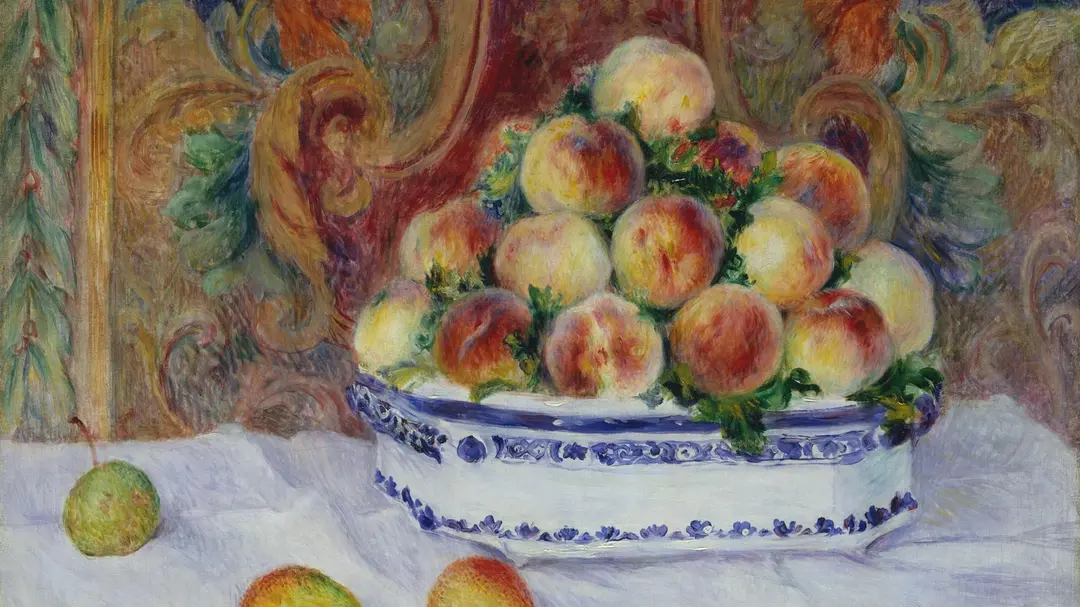 Огюст Ренуар. Натюрморт с персиками (фрагмент). 1881. Музей Метрополитен, Нью-Йорк