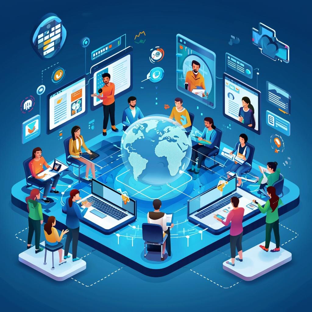 Гипотетической изоббражение (черновик). Изображение нейросети Kandinsky. Промт: "Новая виртуальная платформа для обмена знаниями и ресурсами".