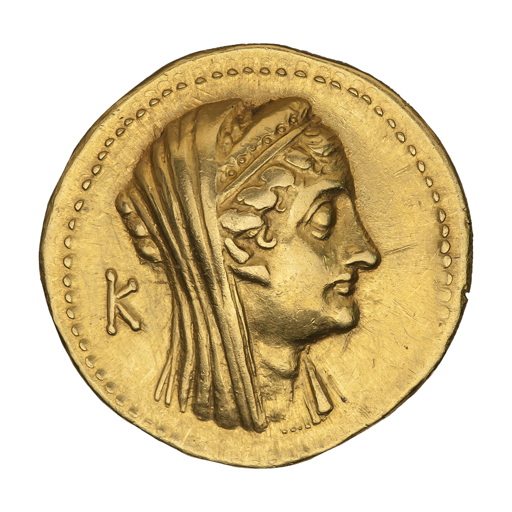    Арсиноя II на тетрадрахме правления Птолемея VI, Птолемея VIII (180—116 гг. до н.э.)Музей Международного нумизматического клуба