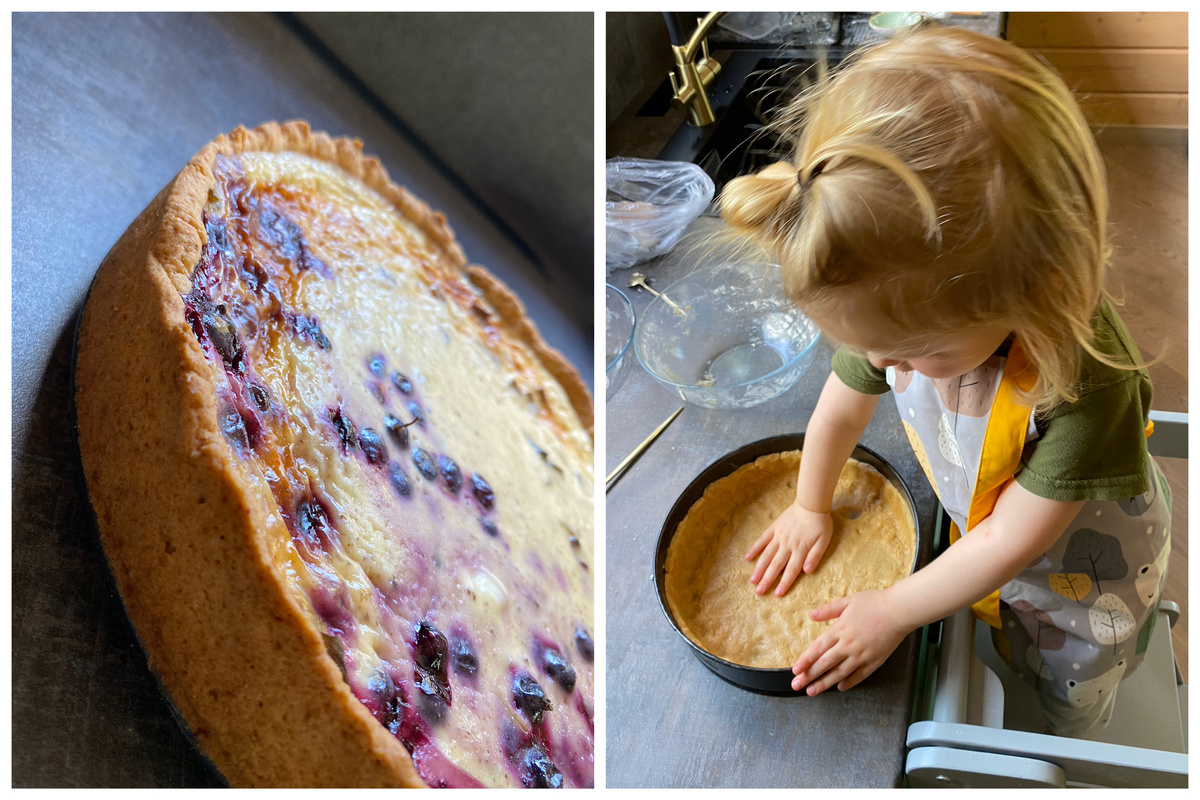 Пирог из ревеня, первая шарлотка (тоже дополненная смородиной), досуг деревенский и городской, первые и последние ягоды - листайте 
