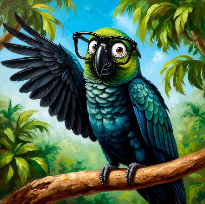 Попугай Попка, тоже умный! Но Федя умнее!