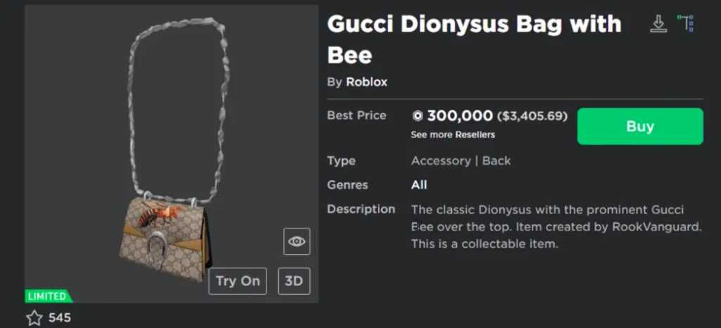 Виртуальная сумка Gucci Dionysus