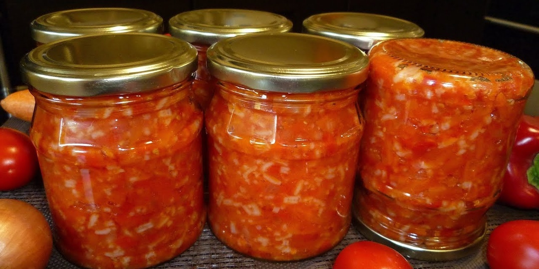 Салат с рисом и овощами на зиму — открыл банку и все довольны