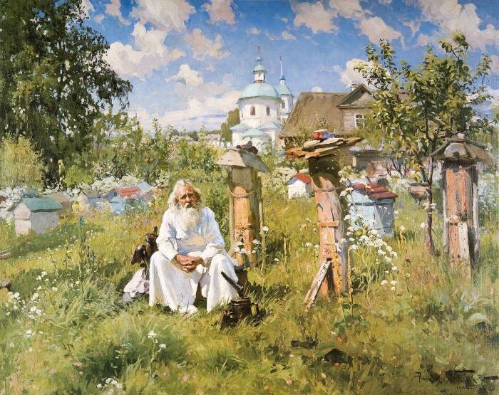 А.В.Маковский: На пасеке. 1916