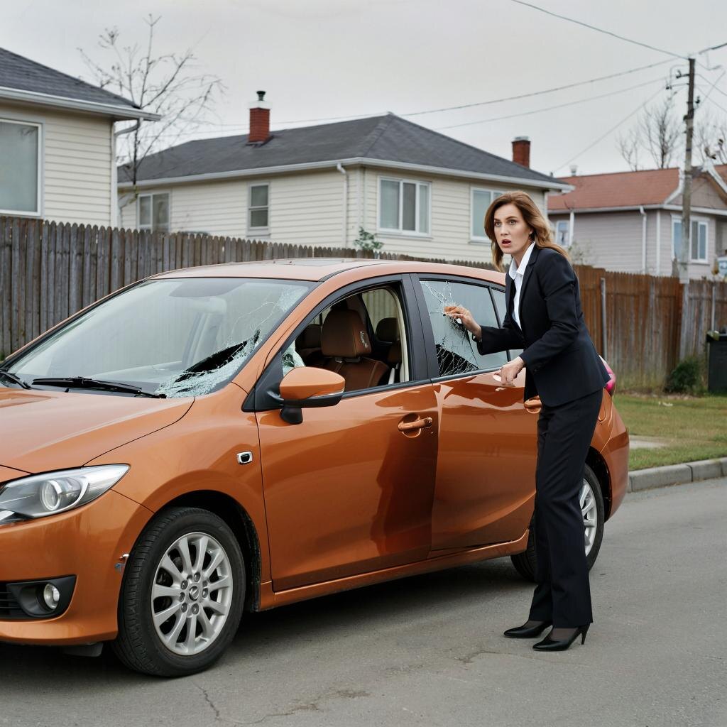 В крошку разбито стекло пассажирской двери