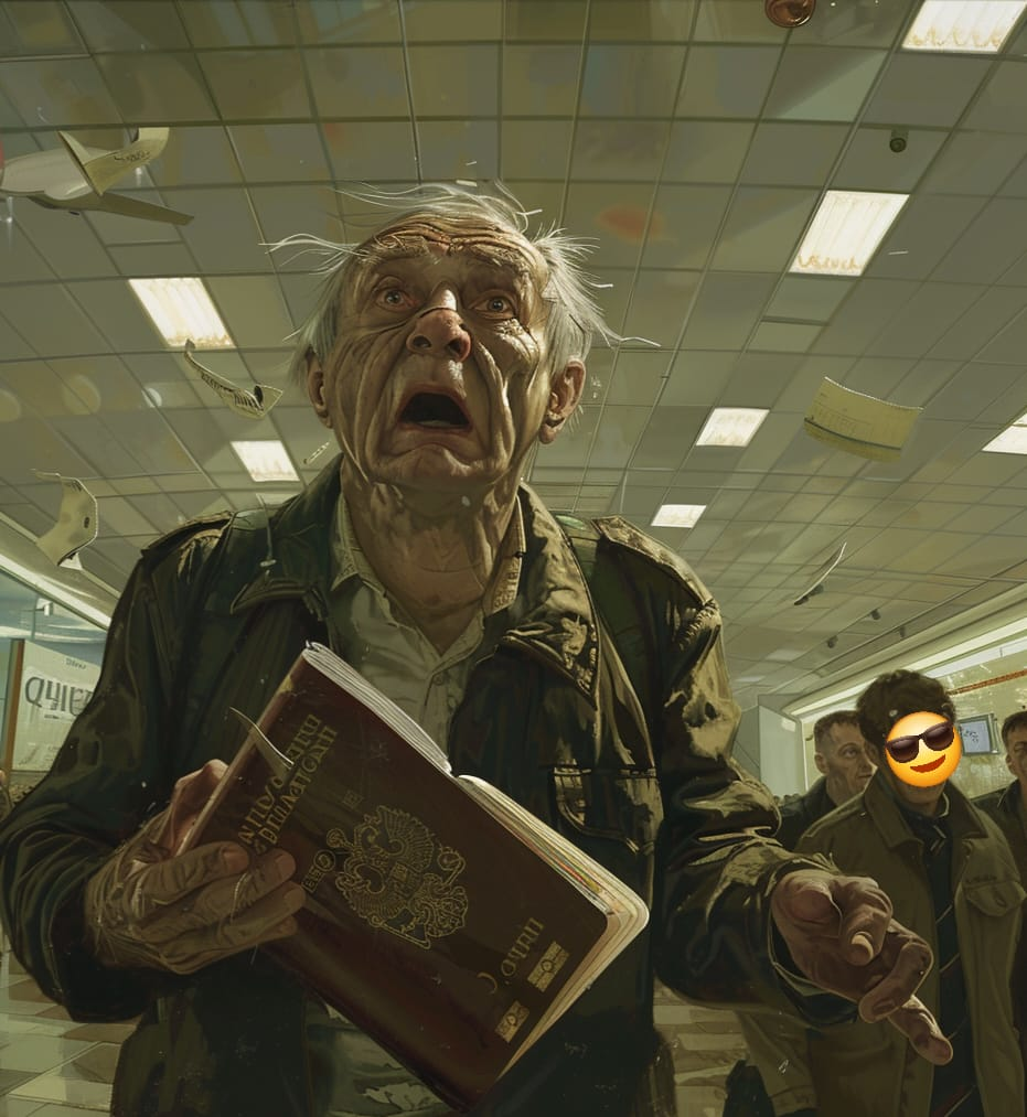 Владелец паспорта РФ от увиденного постарел на глазах...  Так считает Игорь Иваныч (ИИ), рисуя сорокалетнего. 