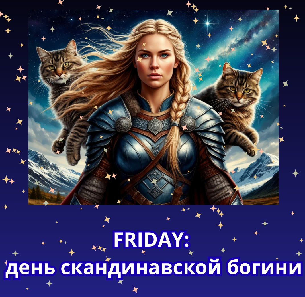 Фрейя - скандинавская воительница-богиня с кошками (в мифах у Фрейи была колесница, запряжённая кошками!)