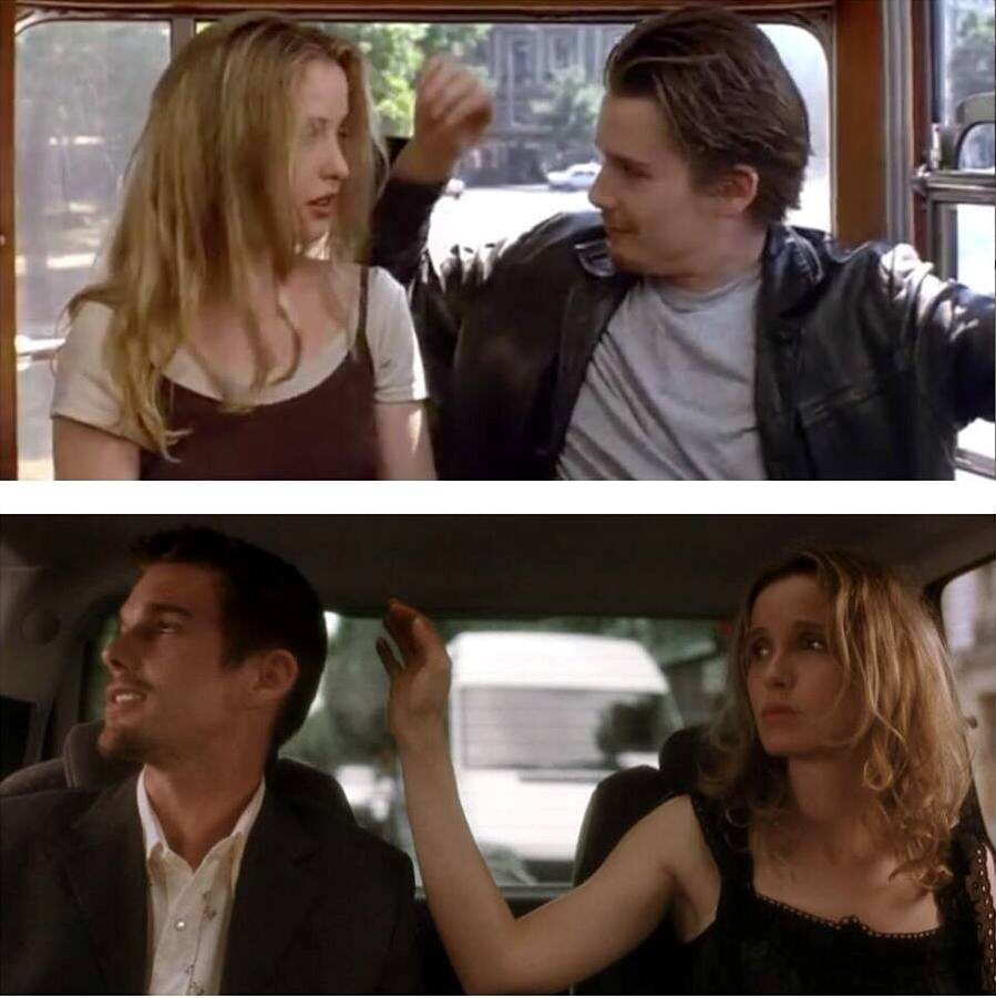 Кадры из фильмов "Перед рассветом" (1995) и "Перед закатом" (2004)