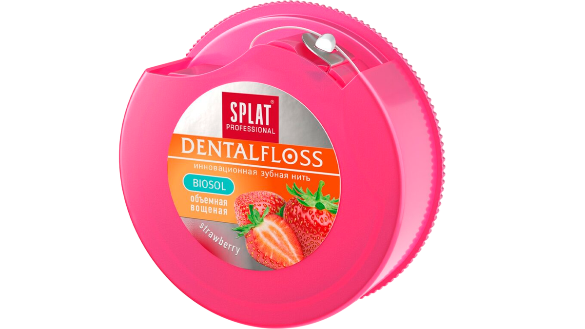    Вощеная зубная нить SPLAT Professional DentalFloss с клубникой