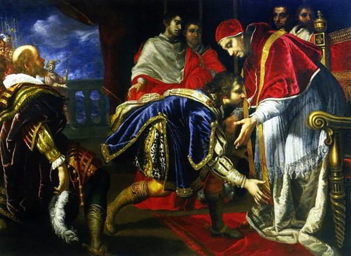 Встреча короля Франциска I и папы Льва X в декабре 1515 года в Болонье.