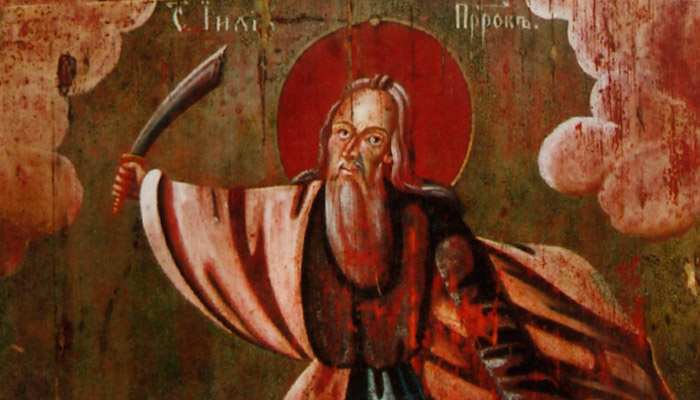 Икона «Илья Пророк грозящий» (фрагмент). Россия, неизвестный автор, XIX в. Фото: wikipedia.org